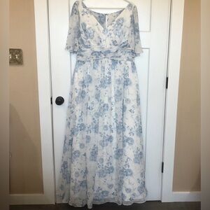 Lovely, Brand New Floral Blue and White Bridesmaid Dress